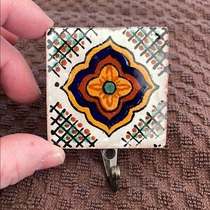 Hand Made 2X2 Mexican Tile Hook (#1)